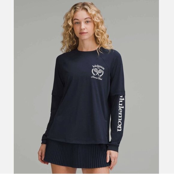 Lululemon Layered Long Sleeve TShirt Tennis Club True Navy Performance 4 - Picture 1 of 8